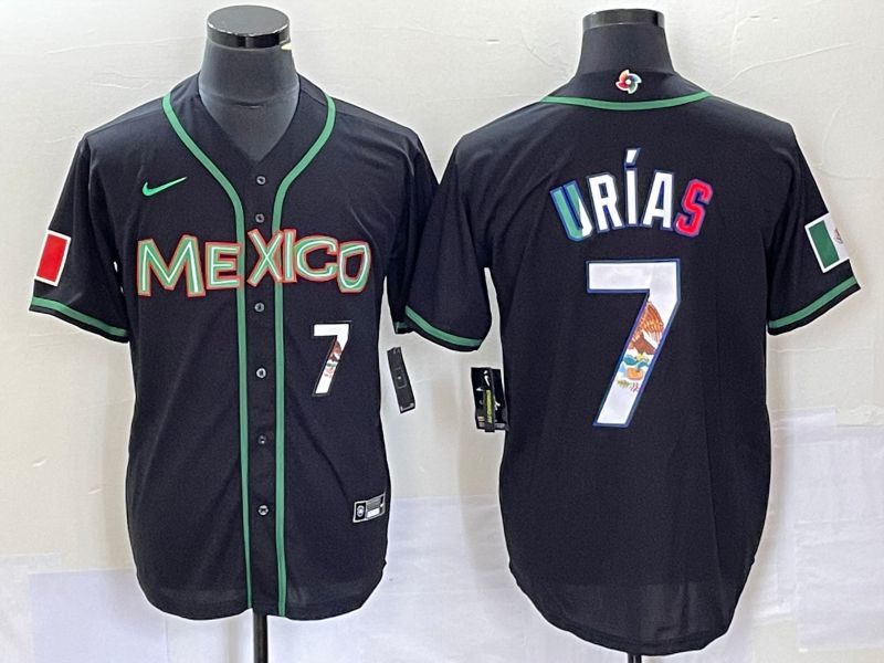 Men 2023 World Cub Mexico #7 Urias Black white Nike MLB Jersey->more jerseys->MLB Jersey
